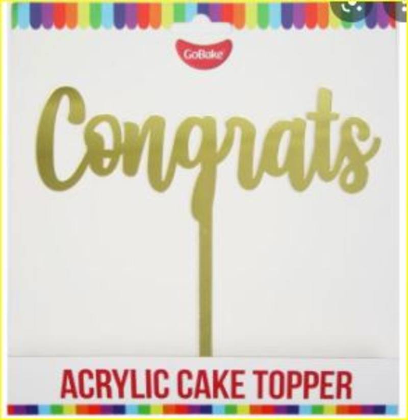 Congrats Gold Acrylic Cake Topper