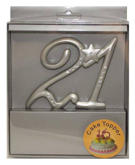 Cake Topper - Silver 21st