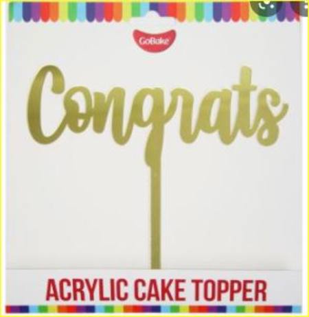 Cake Topper - Congrats - Gold Mirror acrylic