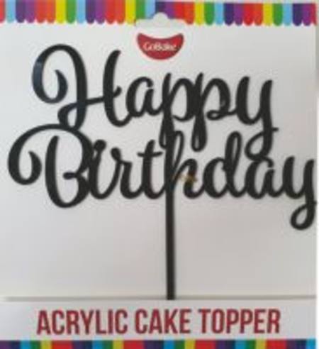 Happy Birthday - Black Acrylic cake topper - Budget