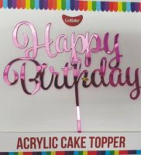 Happy Birthday - Pink Mirror Acrylic  - Budget