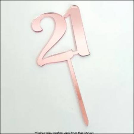 Cake Topper, Rose Gold Mirror,  21 Acrylic